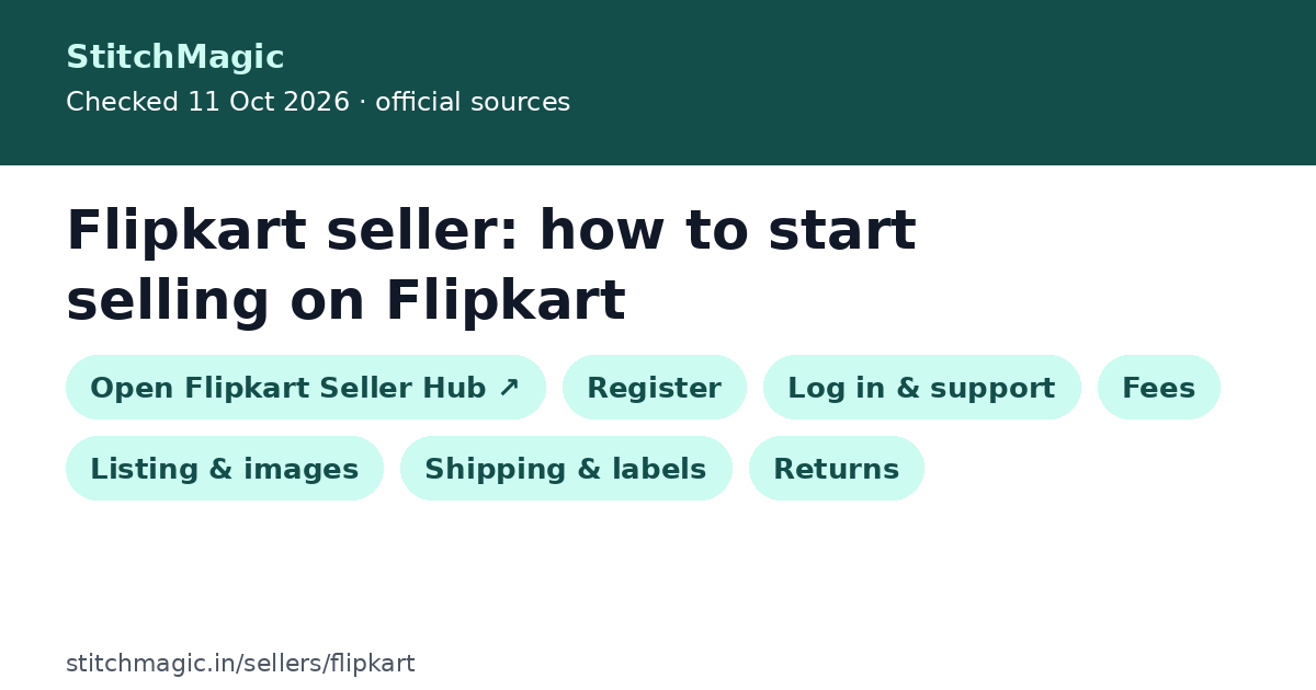 Flipkart seller: how to start selling on Flipkart: summary card from StitchMagic